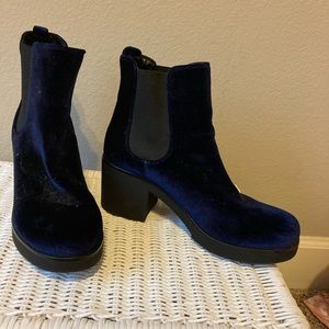 Blue Velvet Platform Chelsea Boots